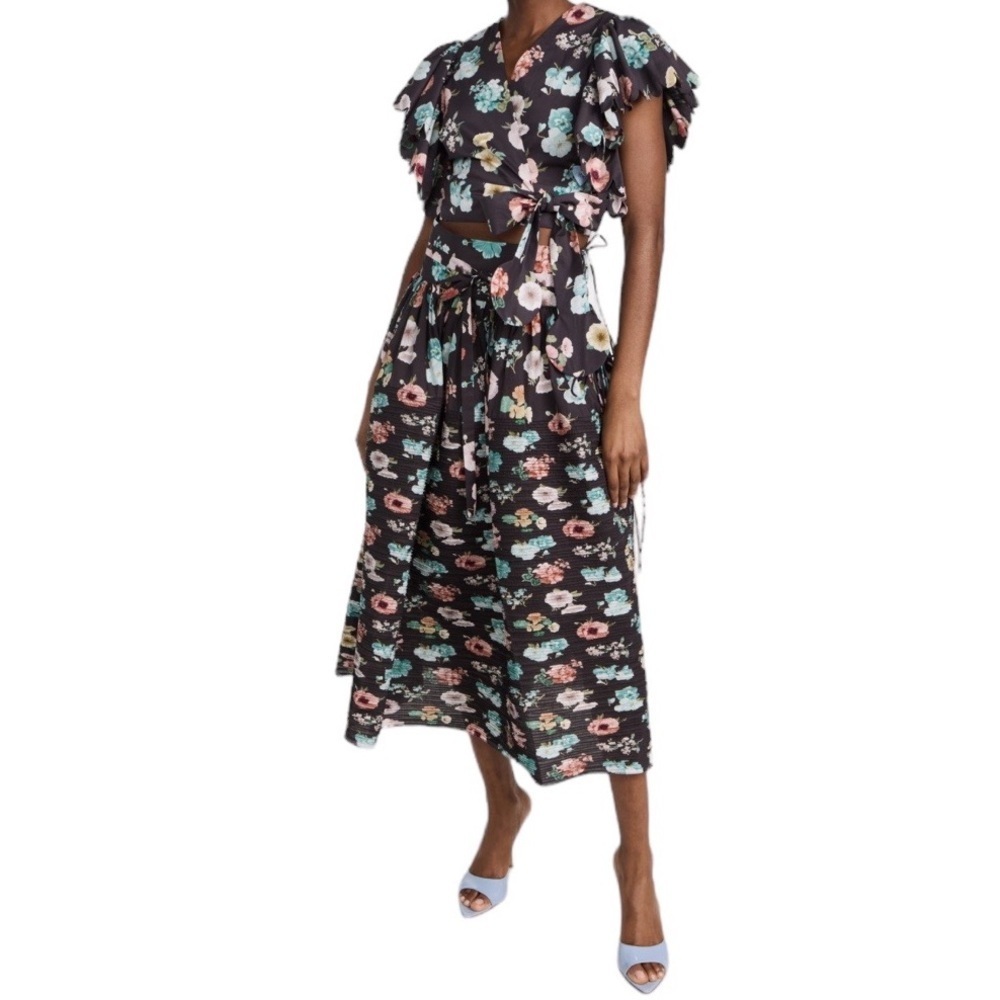 Horror Vacui Top Arianna Floral Wrap Tie Shirt Blouse Sz M